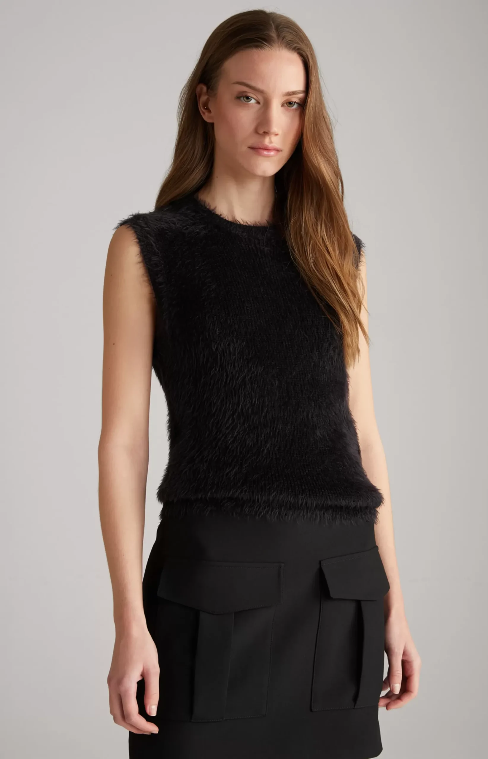 Knitted Sleeveless Top in Black