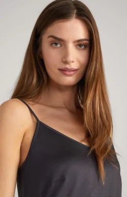 Lace-trimmed Spaghetti Strap Top in Anthracite