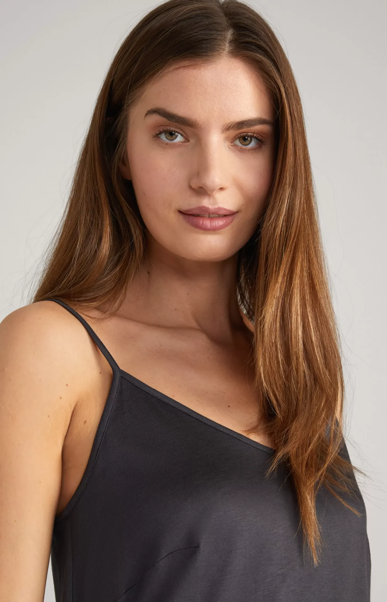 Lace-trimmed Spaghetti Strap Top in Anthracite