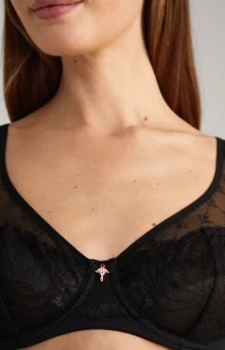 Lace-trimmed Underwired Bra in Black
