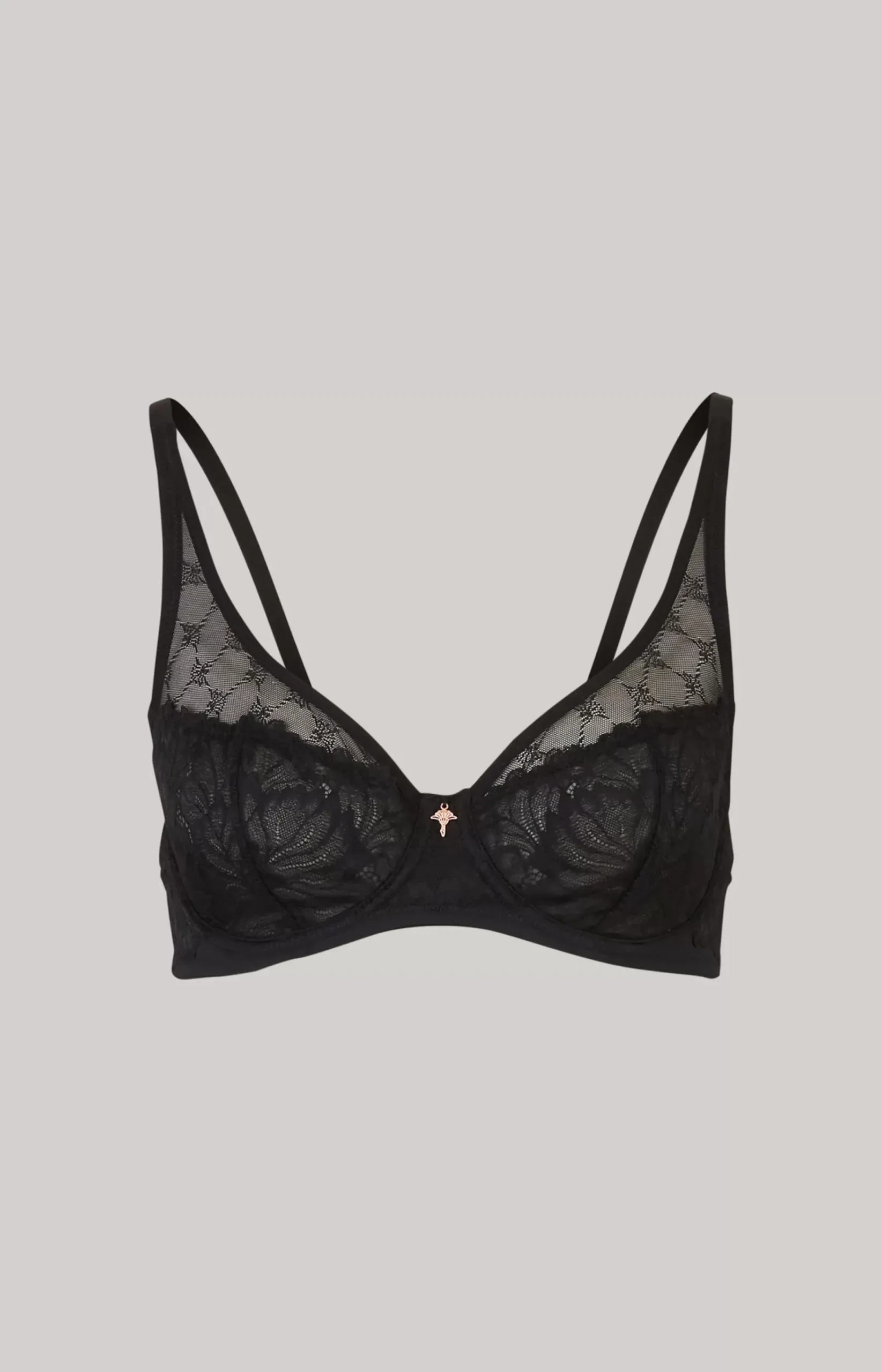 Lace-trimmed Underwired Bra in Black
