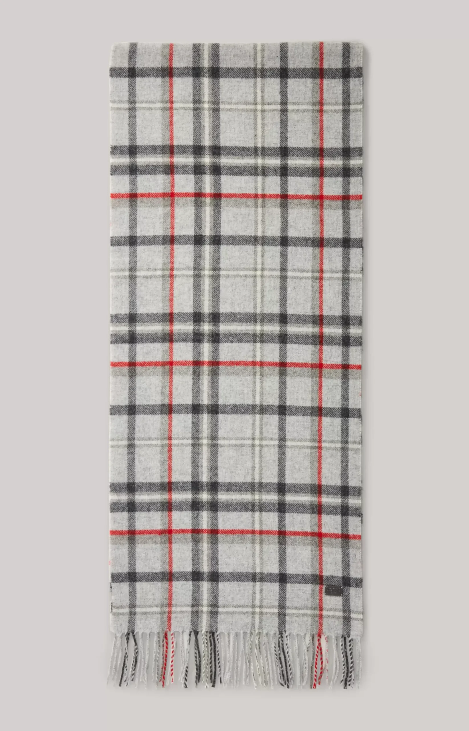 Lamazi Scarf in a Grey/Red Pattern
