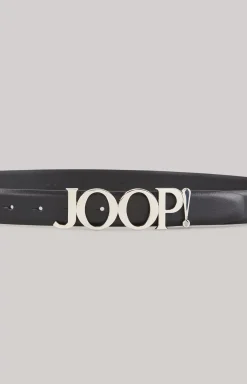 Leather Belt in Black/Silver