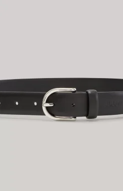 Leather Belt in Black/Silver