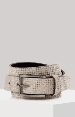 leather belt in light grey