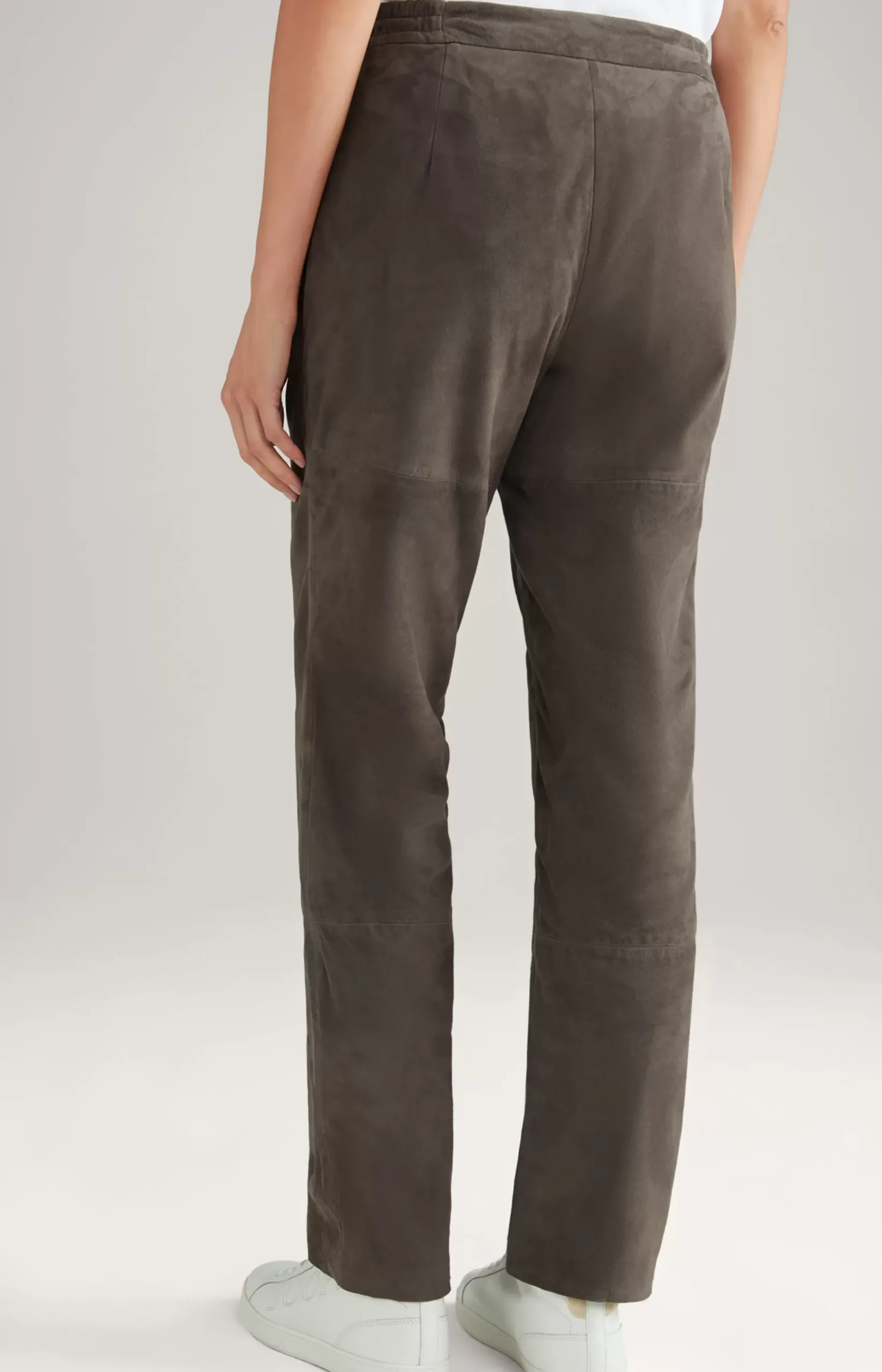 Leather Trousers in Grey/Brown