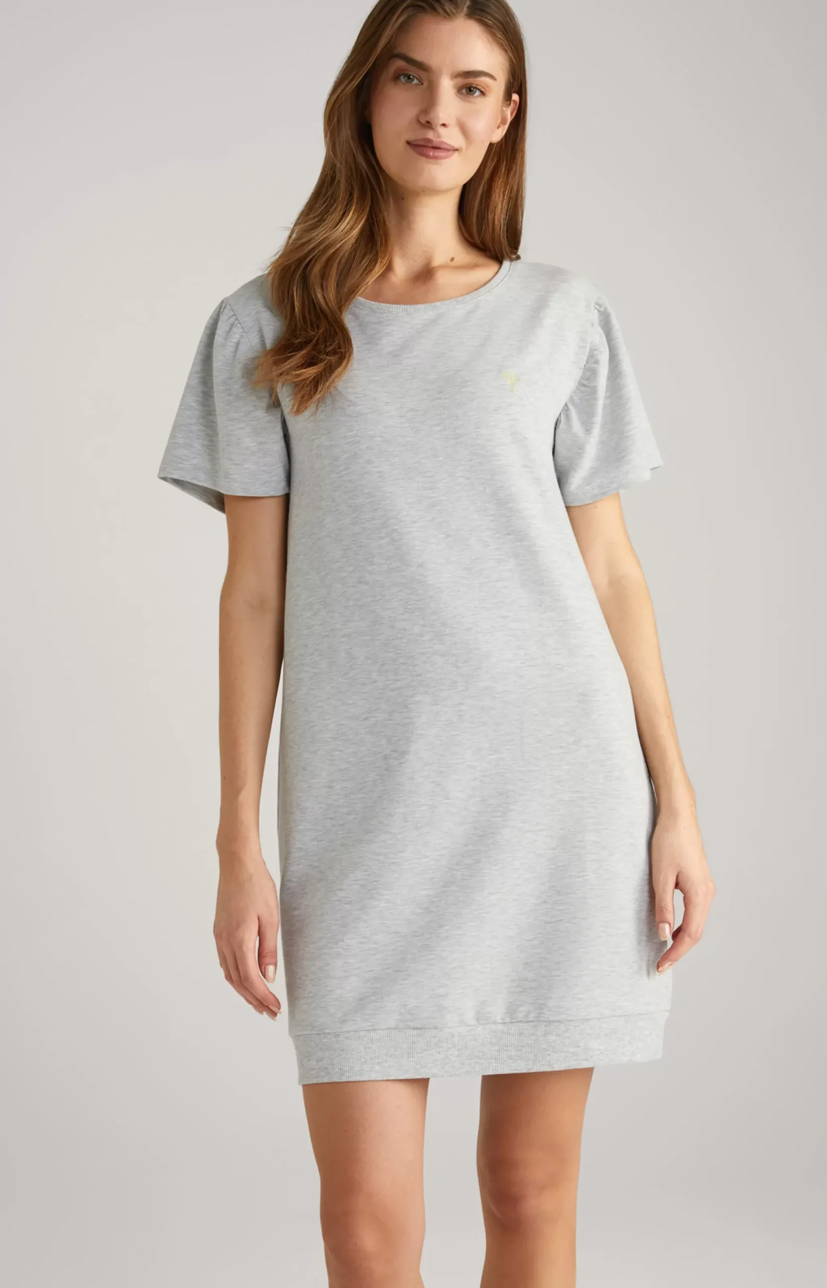 Long Loungewear Shirt in Grey Melange