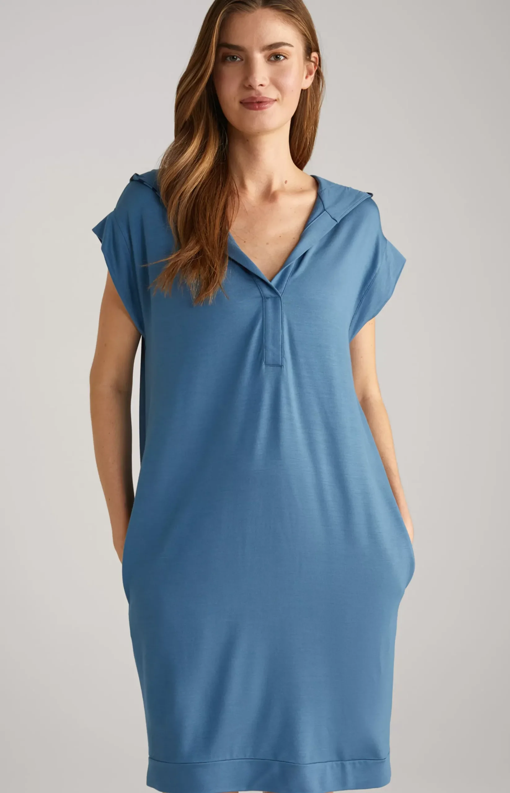 Long Loungewear Shirt in Ocean Blue