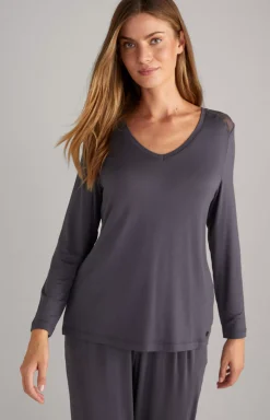 Long Sleeve Loungewear Top in Anthracite