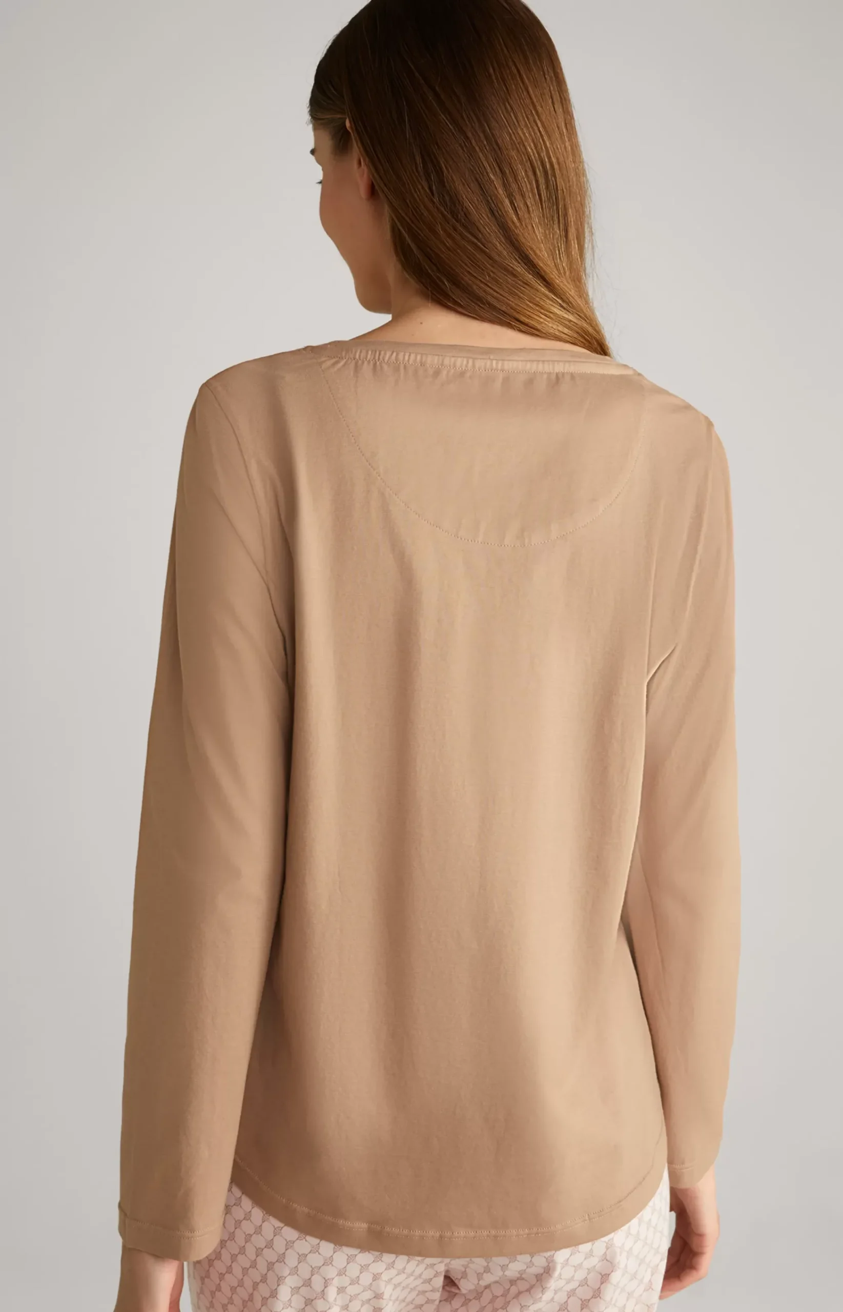 Long-Sleeve Loungewear Top in Camel