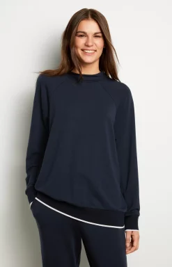 Long-sleeved loungewear top in Midnight Blue