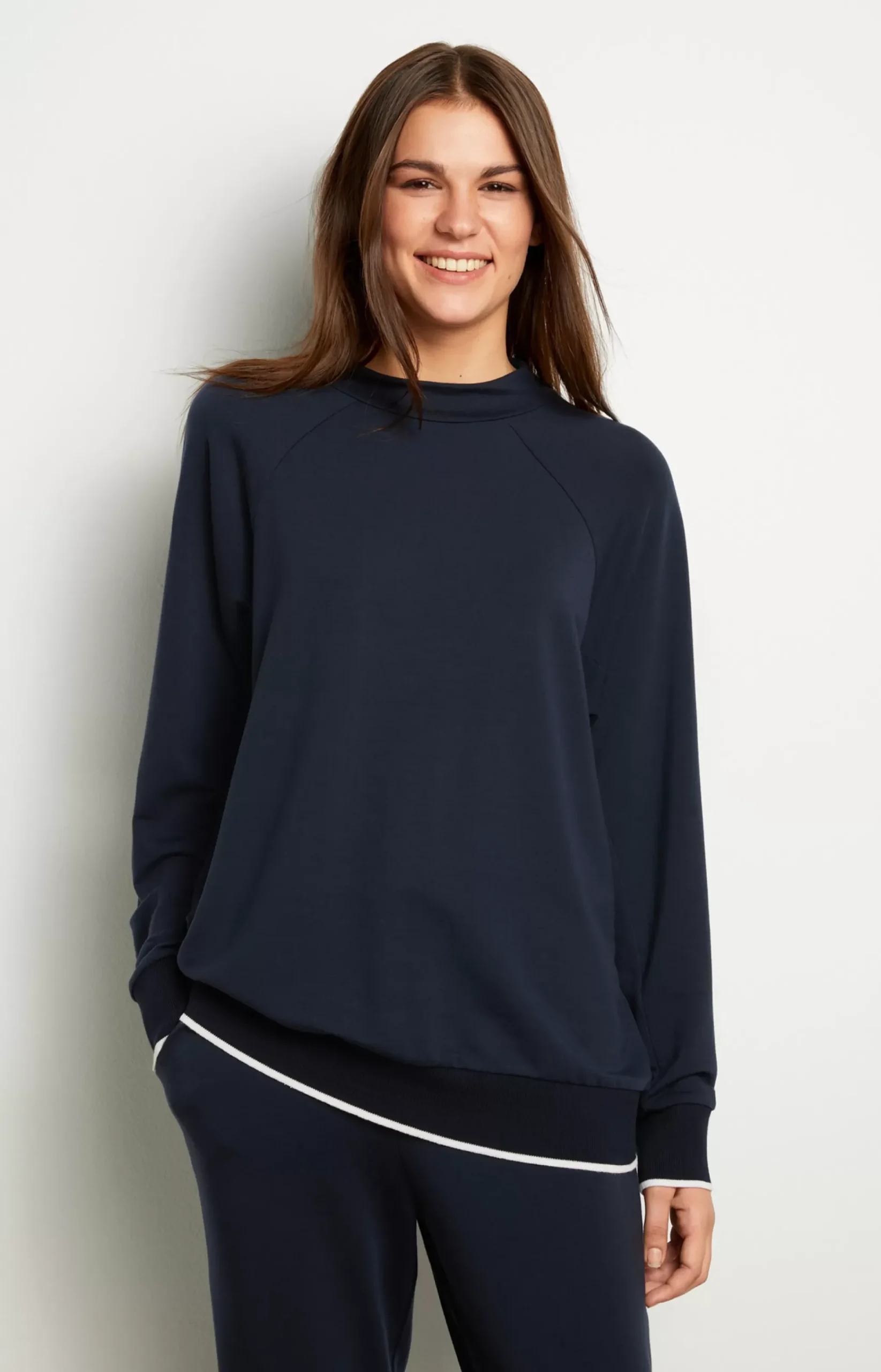 Long-sleeved loungewear top in Midnight Blue