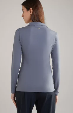 Long-sleeved Polo Shirt in Grey