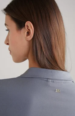 Long-sleeved Polo Shirt in Grey