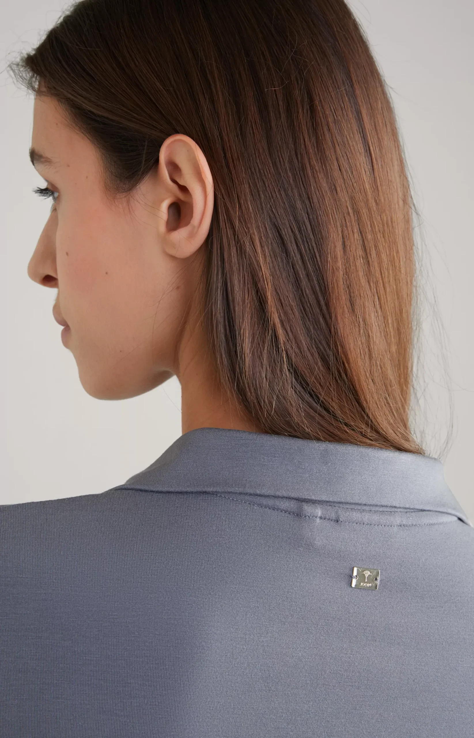 Long-sleeved Polo Shirt in Grey