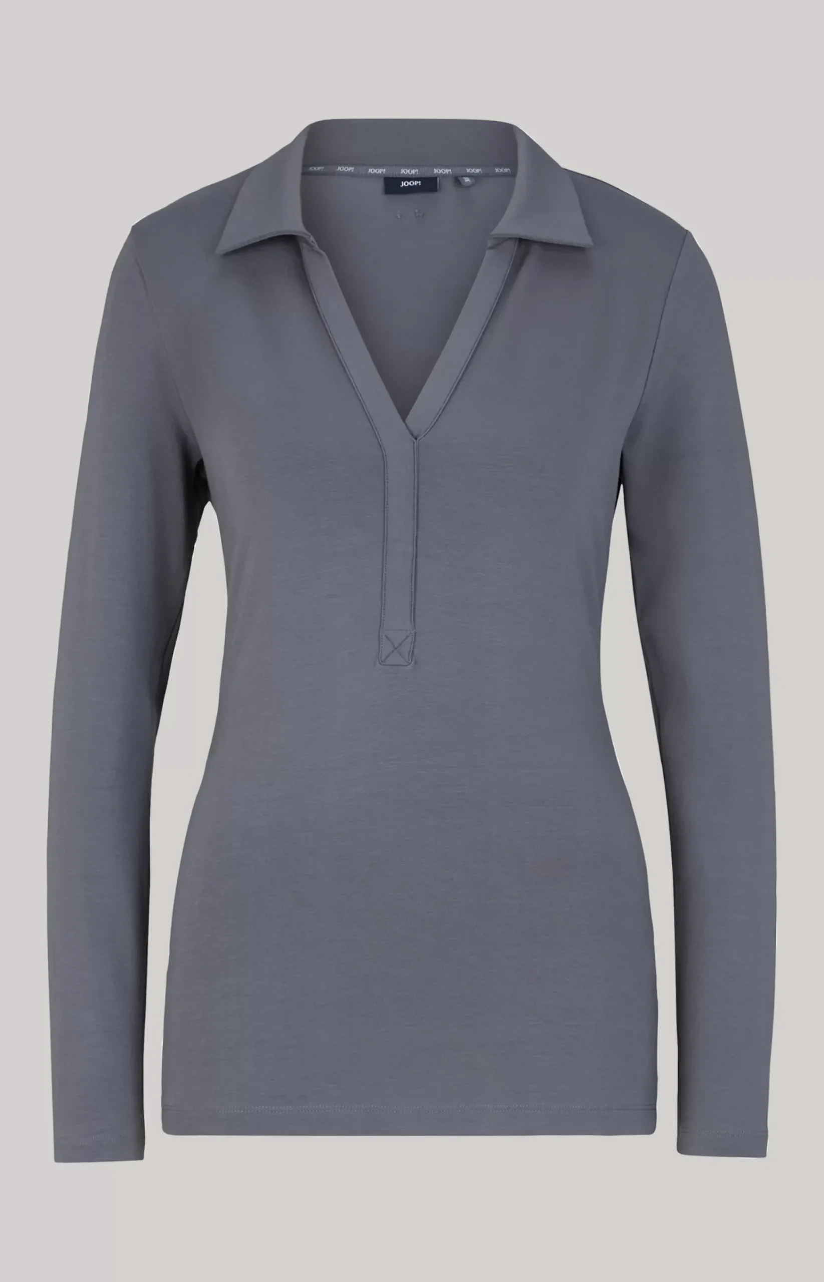 Long-sleeved Polo Shirt in Grey