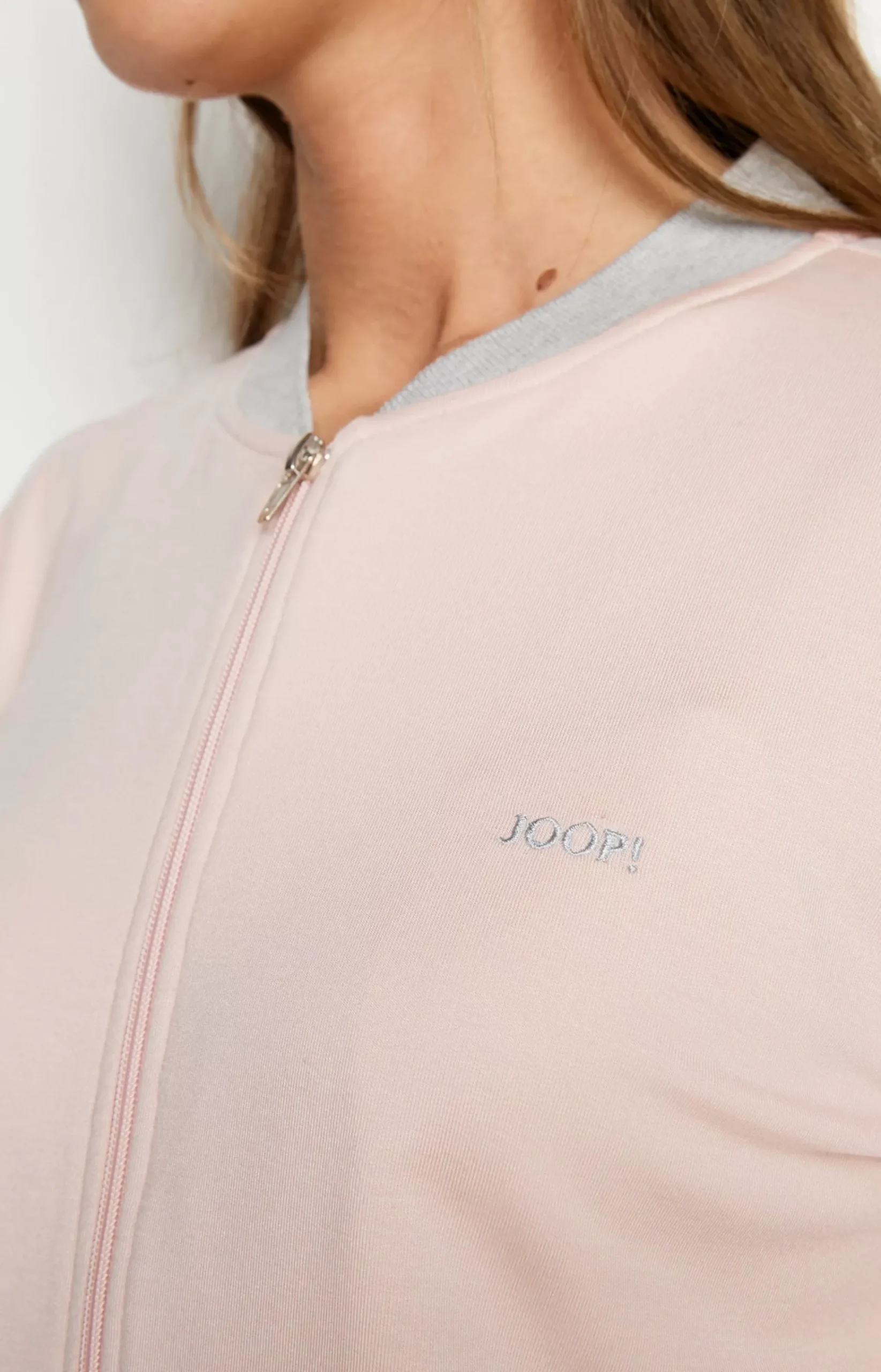 Loungewear sweatshirt jacket in pink/grey mélange