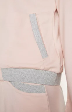 Loungewear sweatshirt jacket in pink/grey mélange