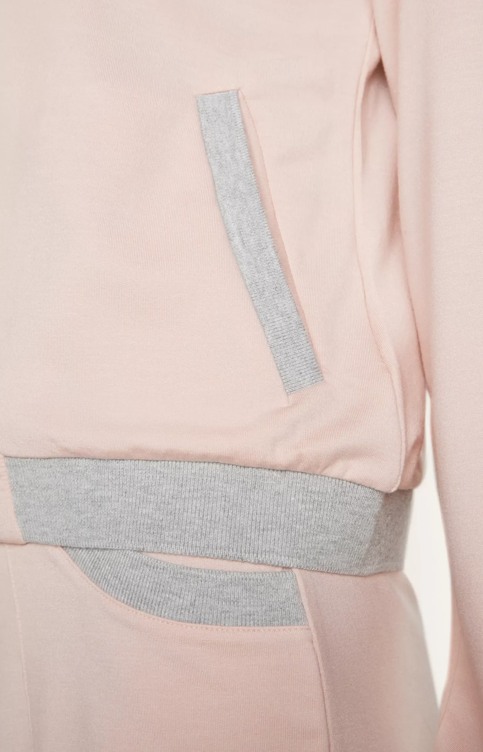 Loungewear sweatshirt jacket in pink/grey mélange