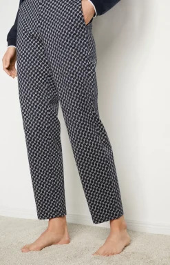 Loungewear trousers in patterned midnight blue