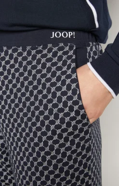 Loungewear trousers in patterned midnight blue