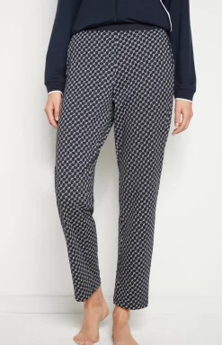 Loungewear trousers in patterned midnight blue