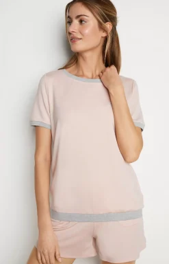 Loungewear T-shirt in Mottled Pink/Grey