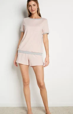 Loungewear T-shirt in Mottled Pink/Grey