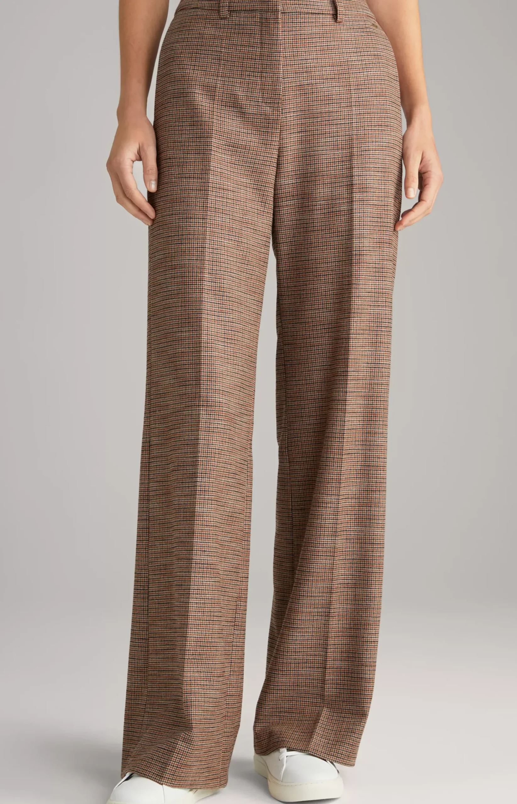 Marlene Trousers in Orange/Black/Beige Check