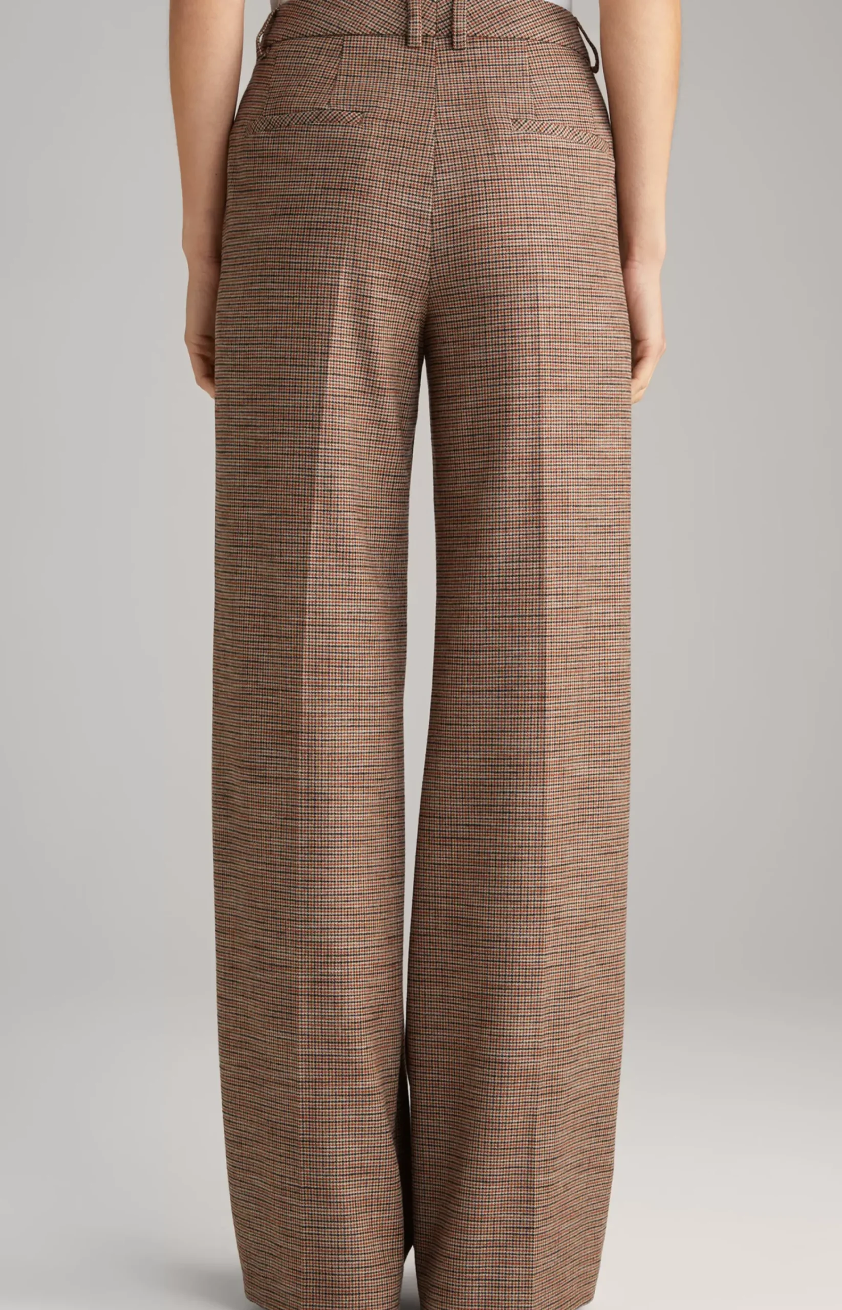 Marlene Trousers in Orange/Black/Beige Check