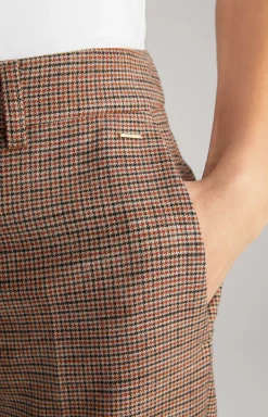 Marlene Trousers in Orange/Black/Beige Check