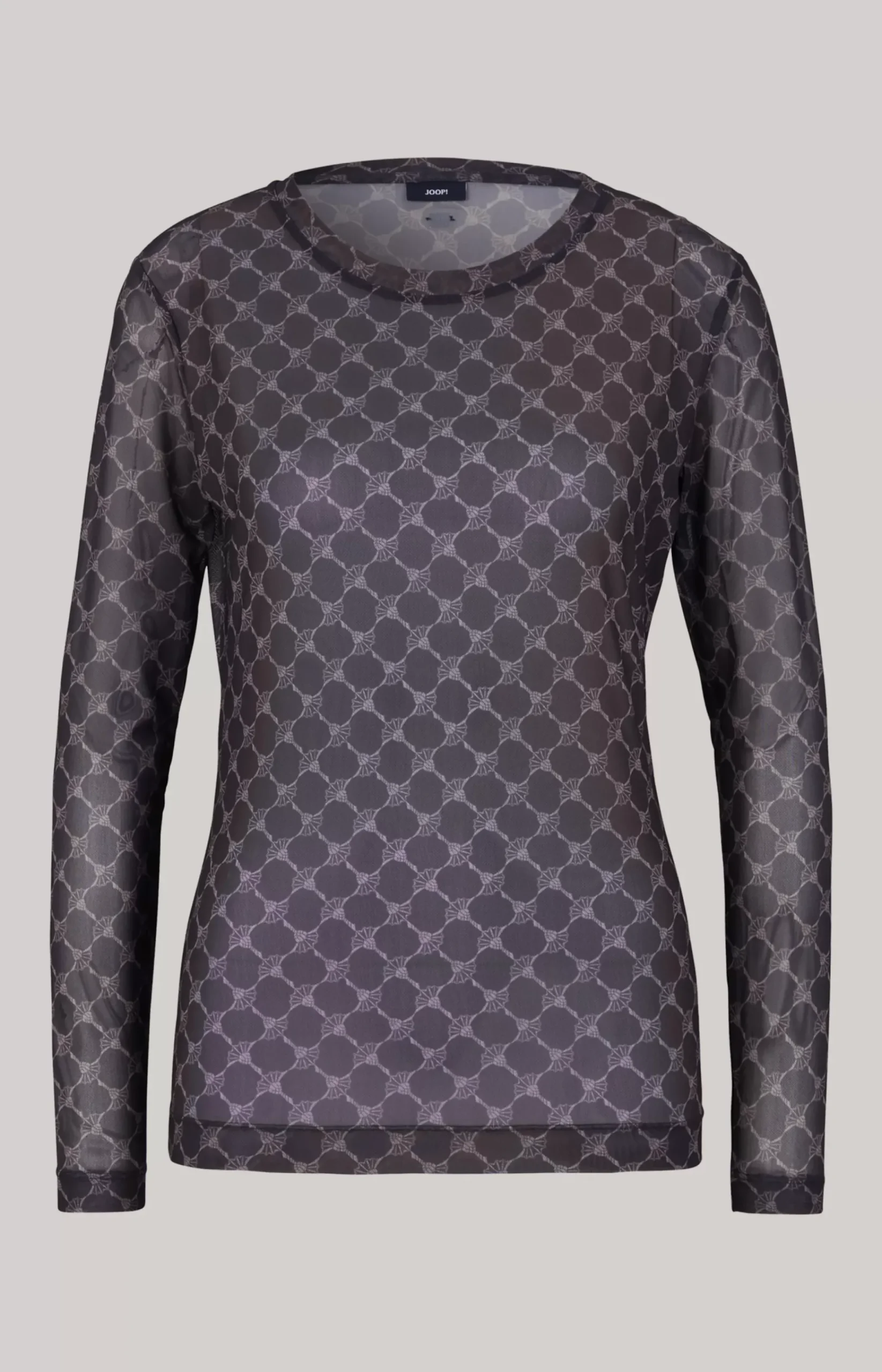 Mesh Long Sleeved Shirt in a Grey Pattern