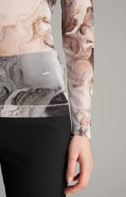 Mesh Long-sleeved Shirt in Off-white/Black