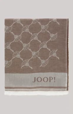 Modal Cotton Scarf in Dark Brown/Off-White