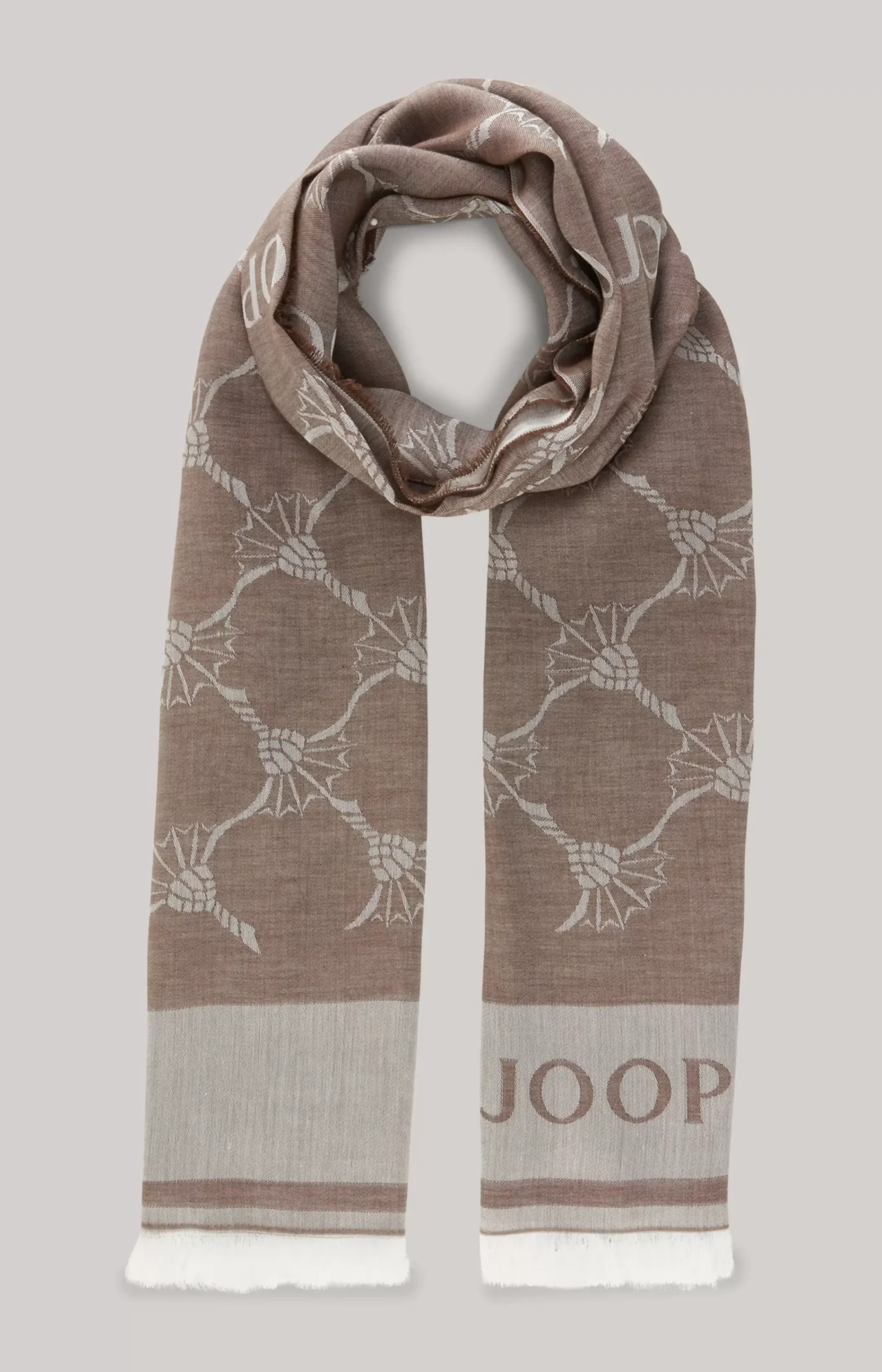 Modal Cotton Scarf in Dark Brown/Off-White