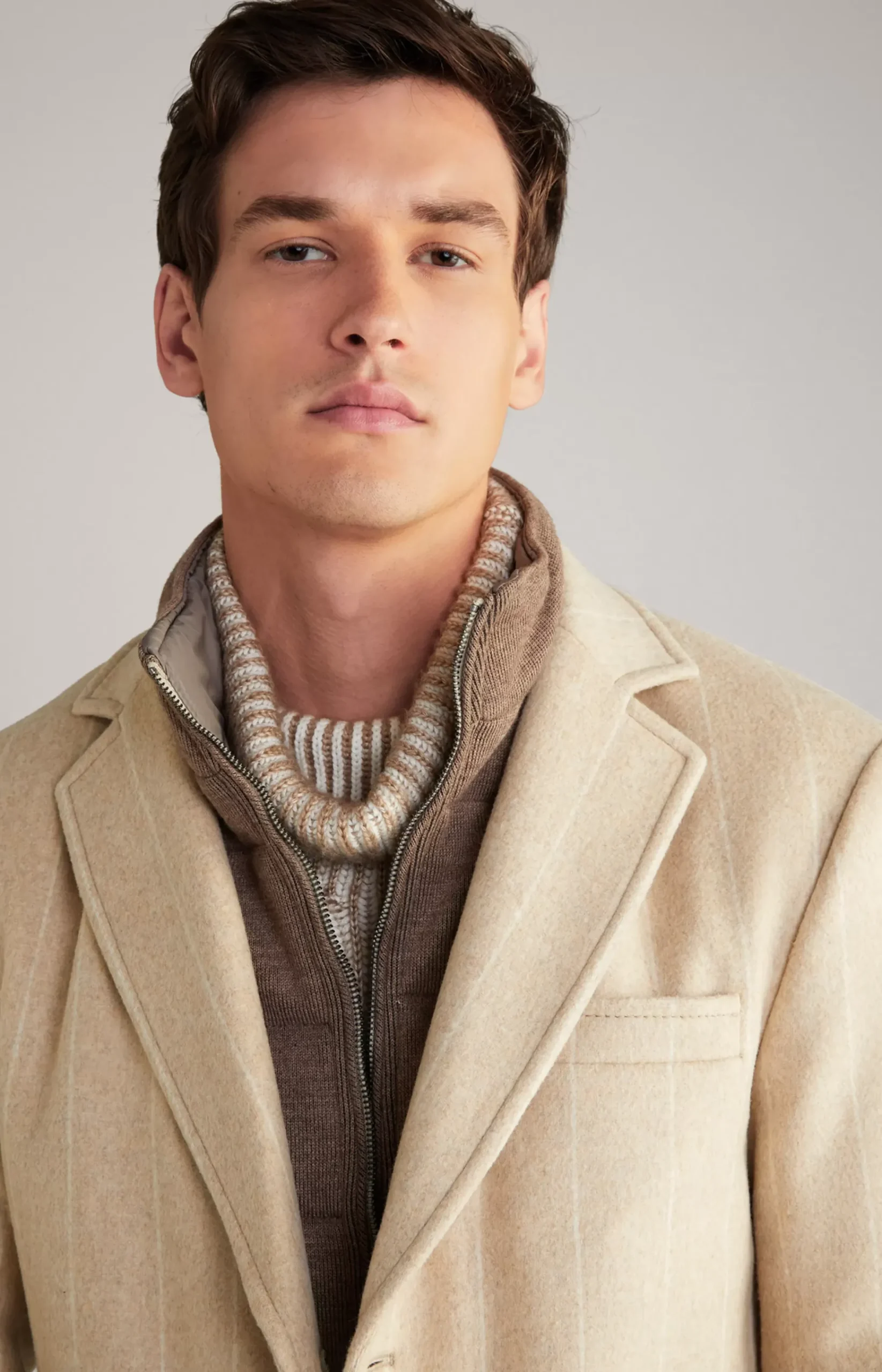 Morris Coat in a Beige Stripe