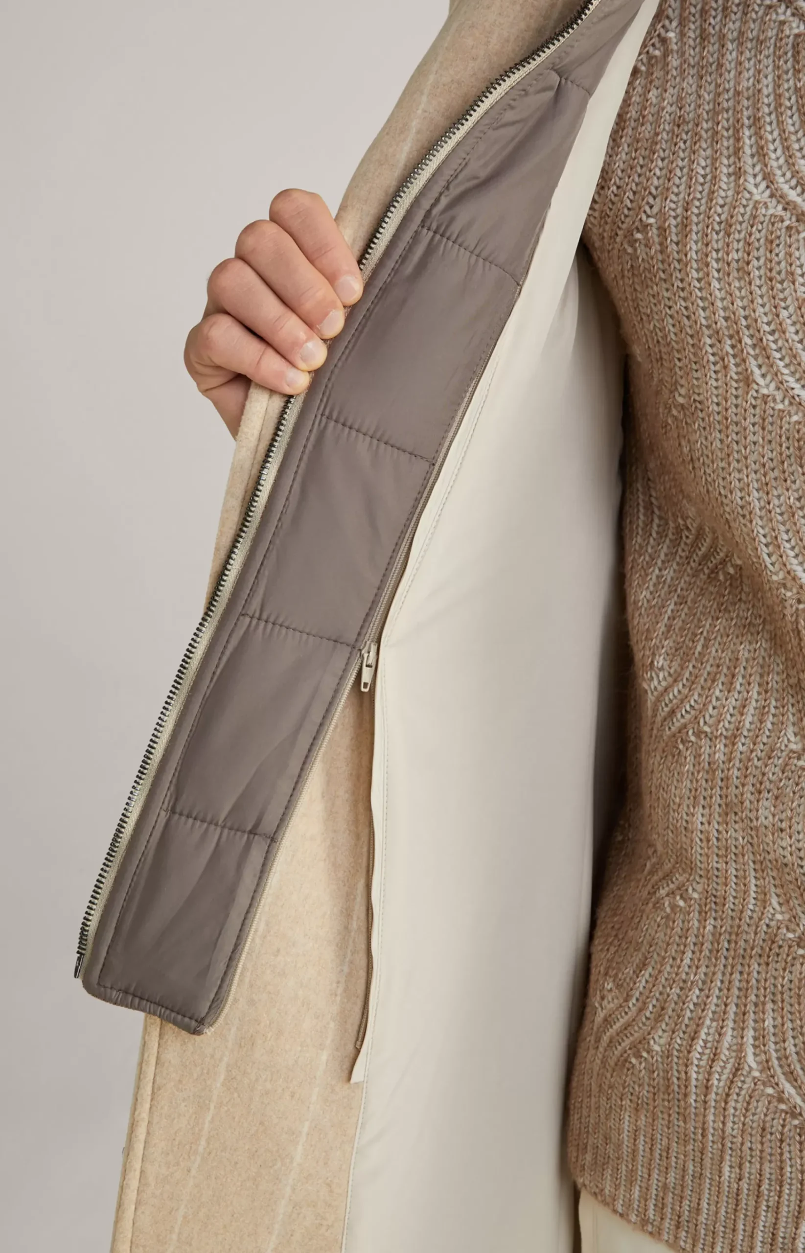 Morris Coat in a Beige Stripe
