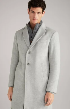 Morris Coat in Mottled Light Grey