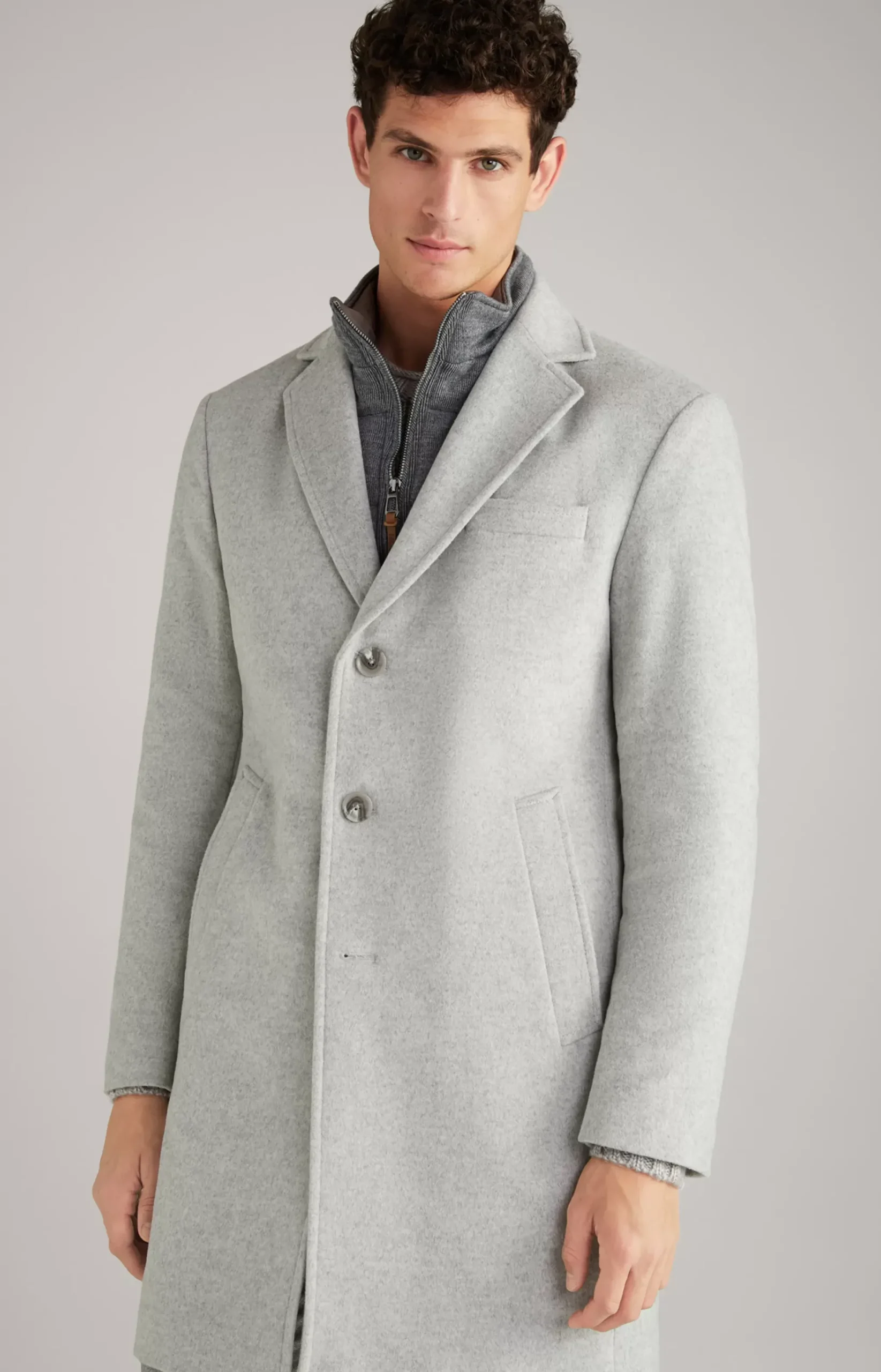 Morris Coat in Mottled Light Grey