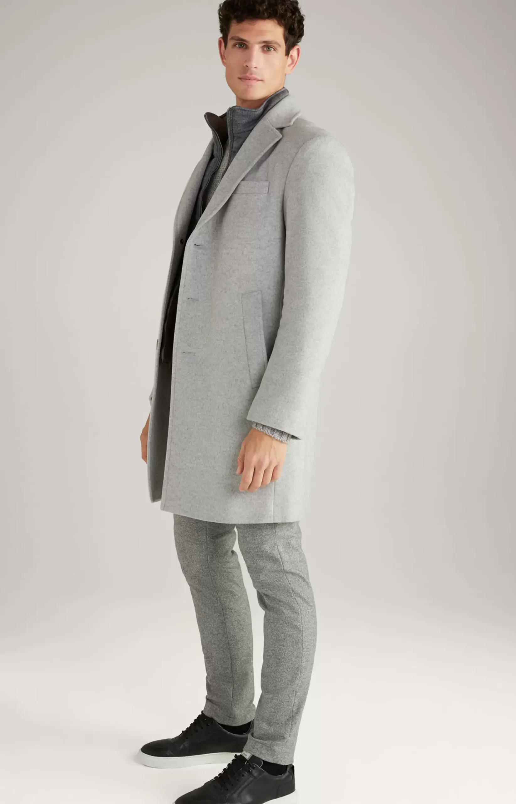 Morris Coat in Mottled Light Grey