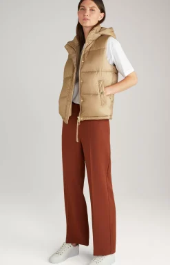 Nylon Quilted Waistcoat in Beige