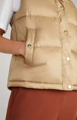 Nylon Quilted Waistcoat in Beige