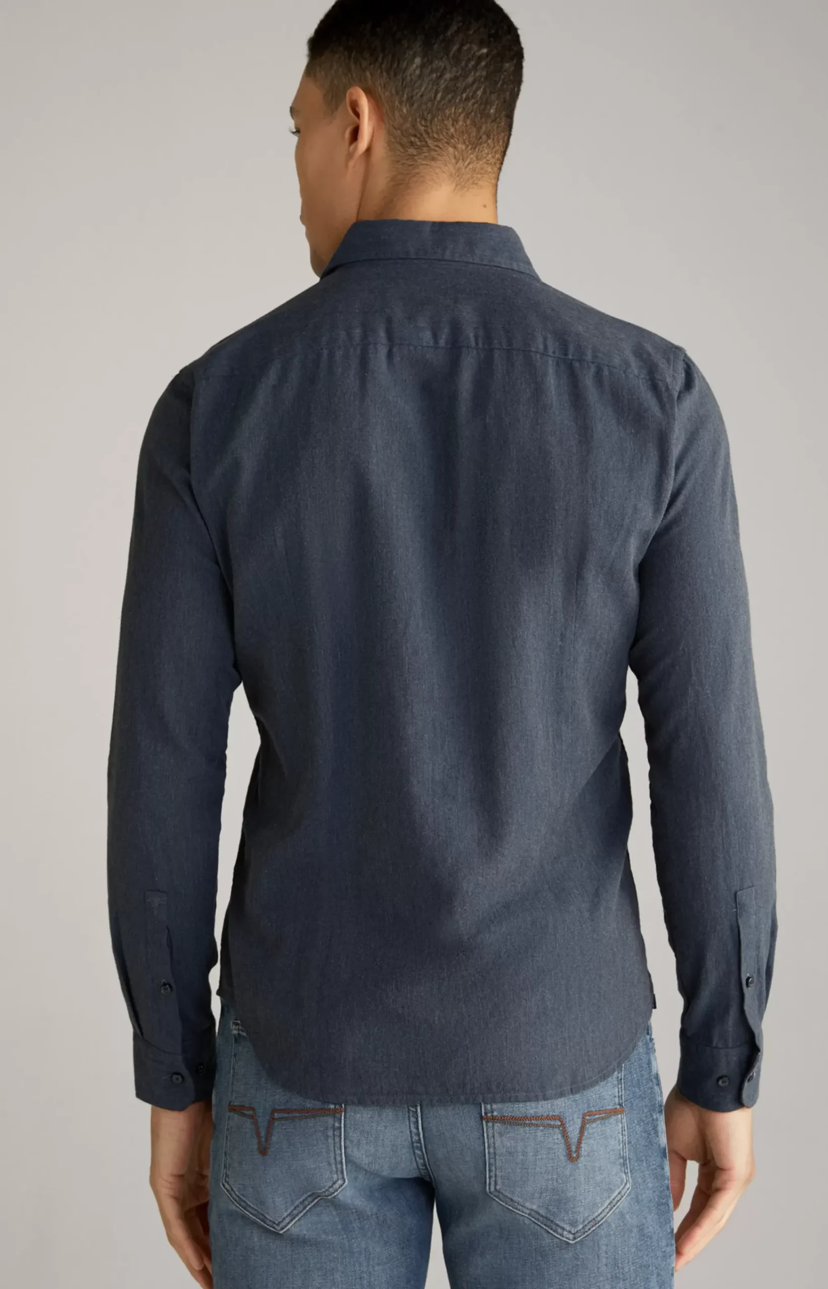 Pai Cotton Shirt in Dark Blue Marl