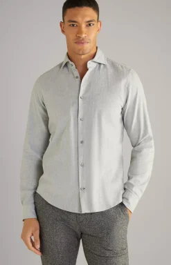 Pai Cotton Shirt in Light Grey Marl