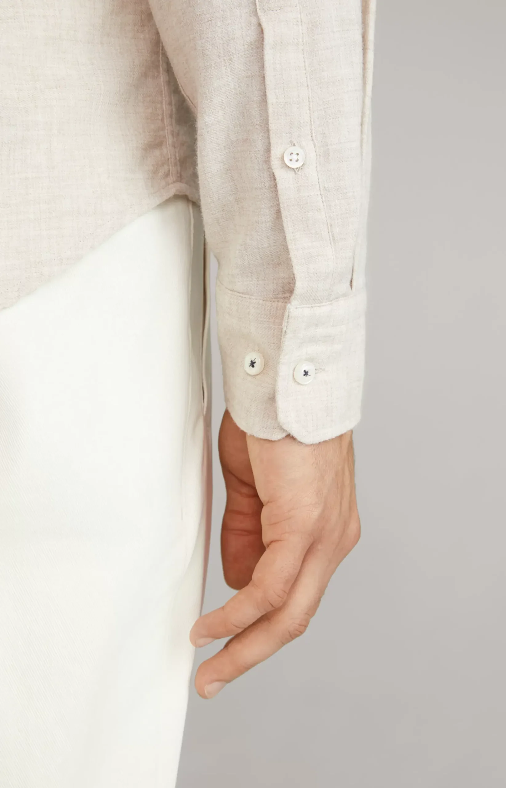 Pai Flannel Shirt in Light Brown Marl