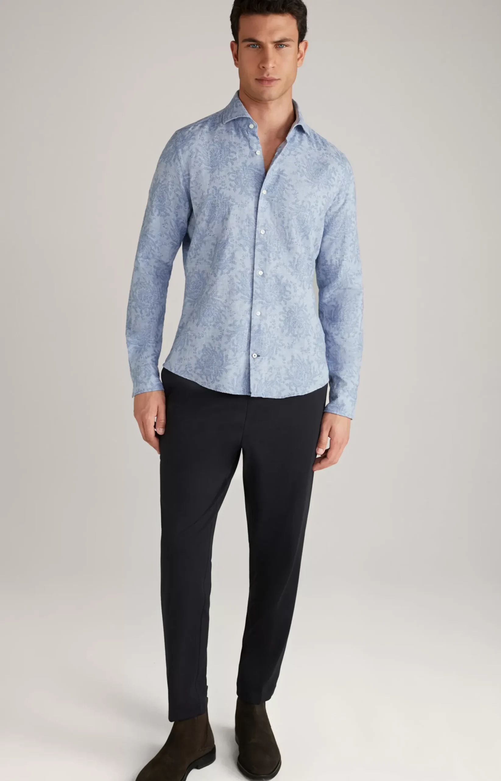 Pai Wool Blend Shirt in a Blue Pattern