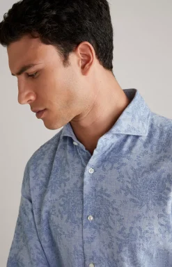 Pai Wool Blend Shirt in a Blue Pattern