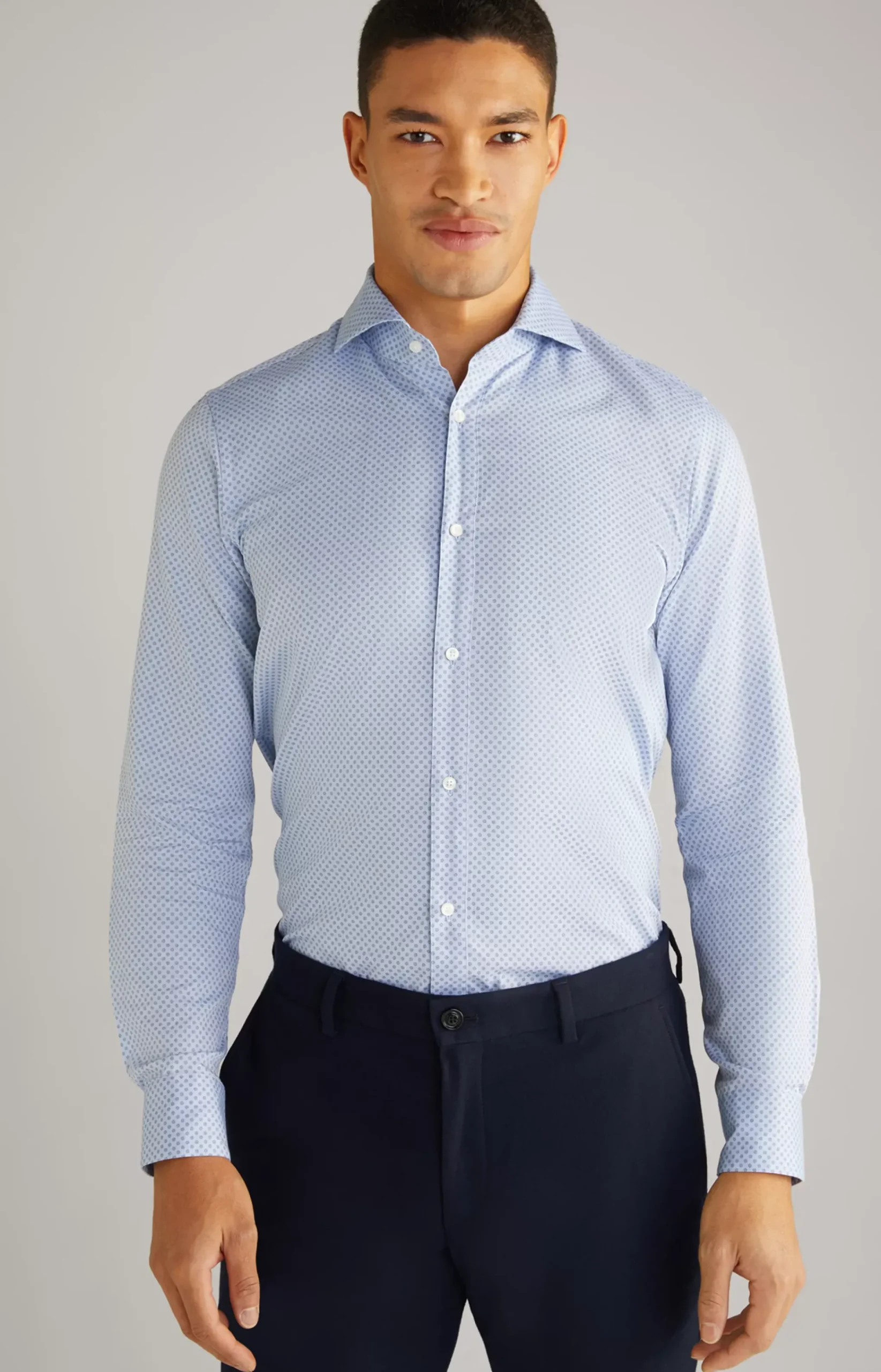 Paiton Cotton Shirt in a Blue Pattern