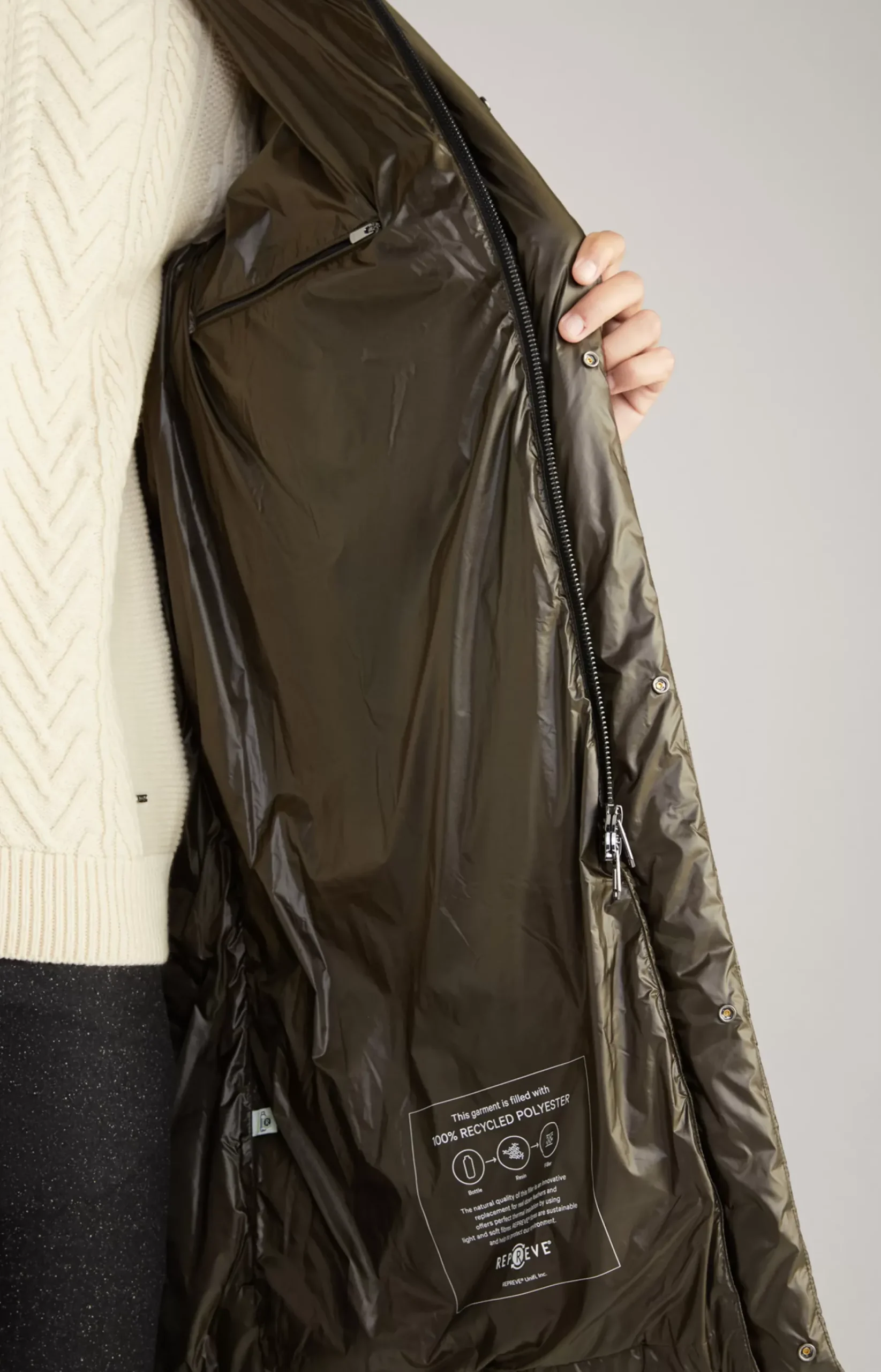 Percy Quilted Coat in Khaki