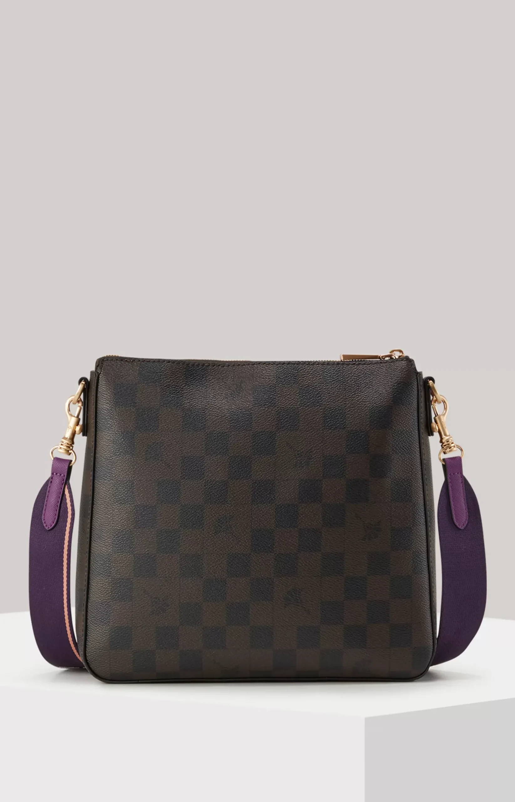 Piazza Diletta Jasmina Shoulder Bag in Dark Brown and Purple